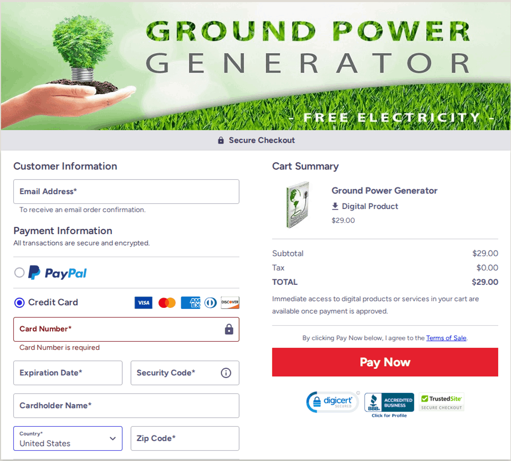 The Lost Generator USA Checkout